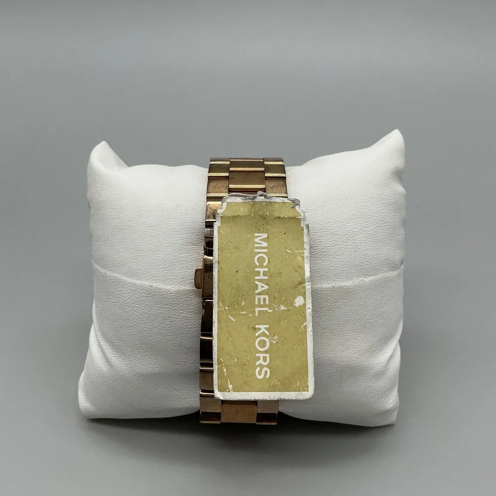Michael Kors MK-5937 Womens Watch 38mm Black Dial Gold Tone New Battery 8